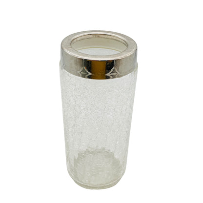 Vintage Vase Craquelle Glas Silber Dekoration 60er 70er Jahre