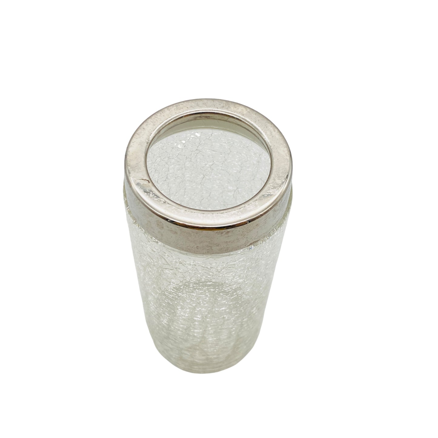 Vintage Vase Craquelle Glas Silber Dekoration 60er 70er Jahre