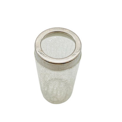 Vintage Vase Craquelle Glas Silber Dekoration 60er 70er Jahre
