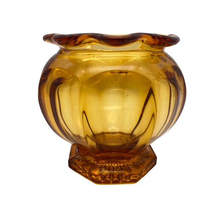 Vintage Vase Glas Bernstein braun 8 eckig 60er 70er Jahre