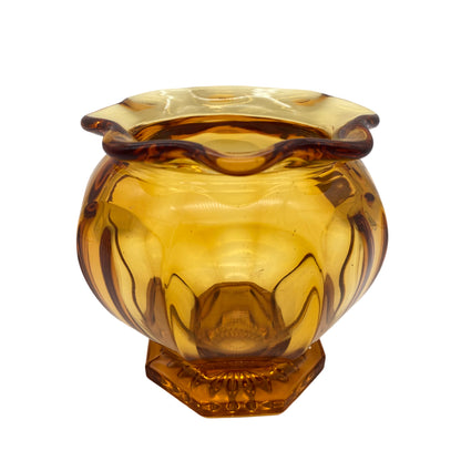 Vintage Vase Glas Bernstein braun 8 eckig 60er 70er Jahre