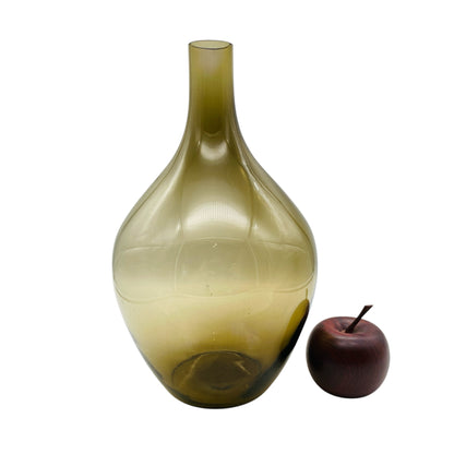 Vintage Vase Glas grün olivegrün 60er 70er Jahre Dekor Wohnzimmer Deko
