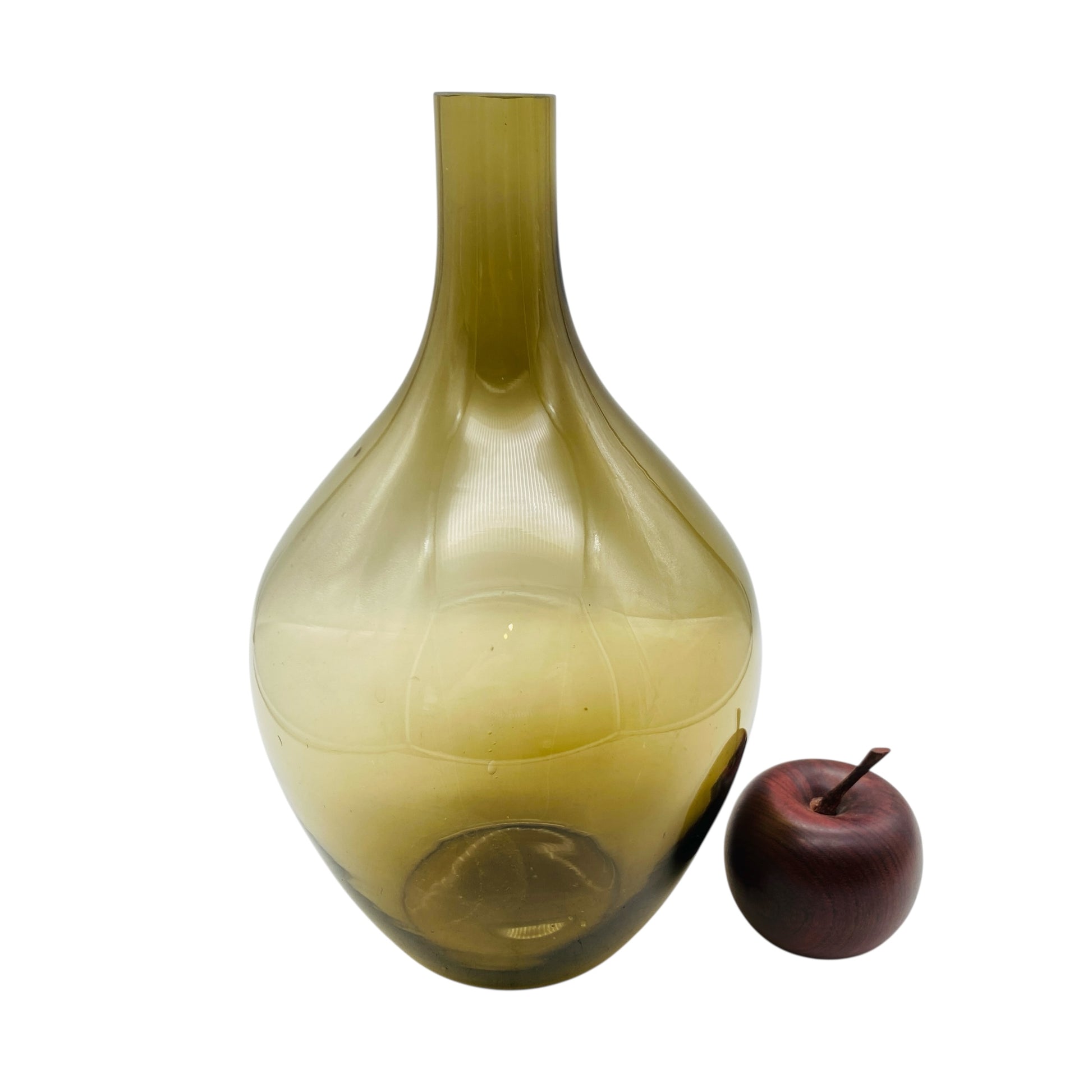 Vintage Vase Glas grün olivegrün 60er 70er Jahre Dekor Wohnzimmer Deko