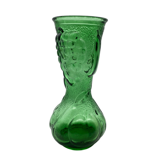 Vintage Vase aus Italien aus Glas in grün mit Weintrauben Obst Weinkaraffe Karaffe 60er 70er Jahre