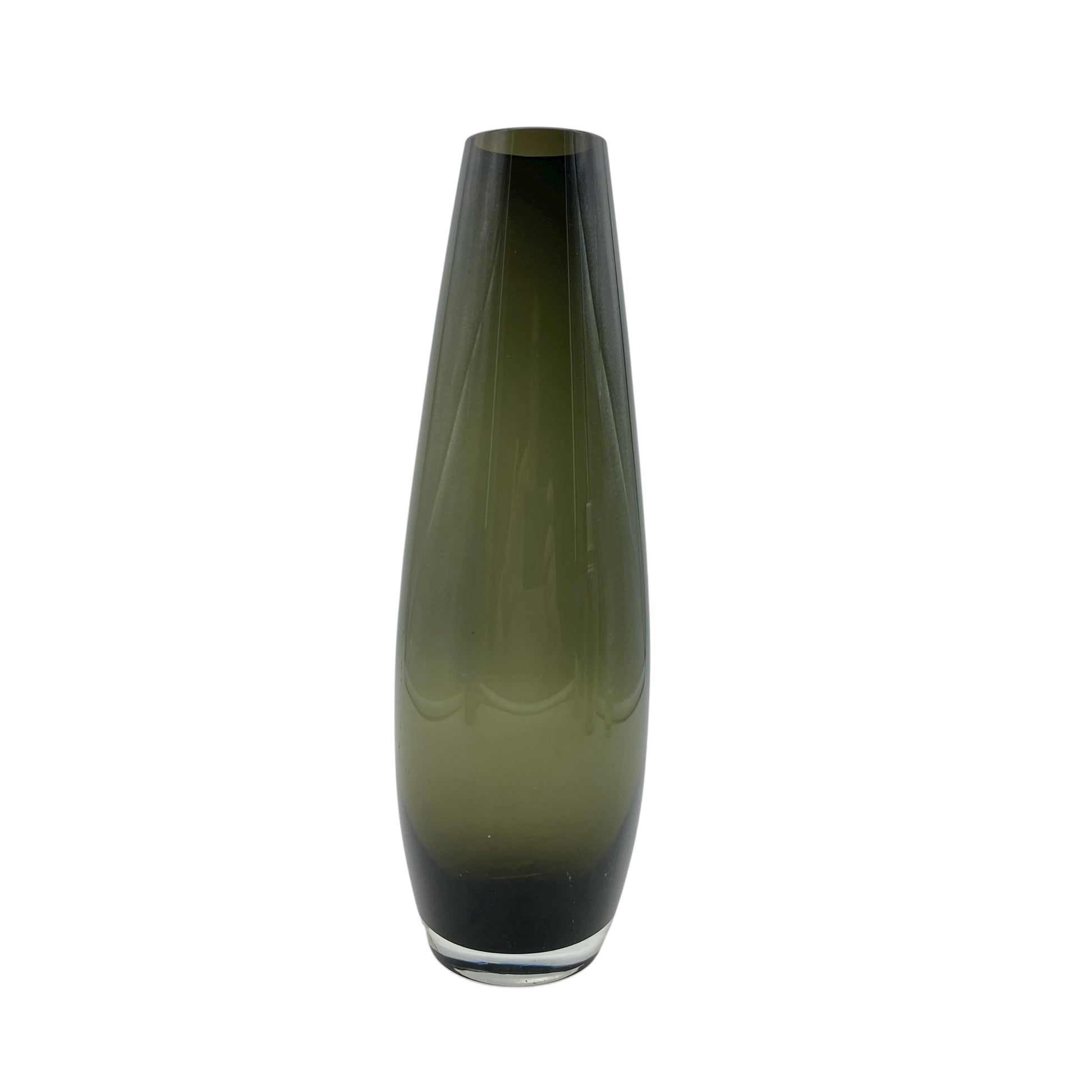 Vintage Vase aus grauem Glas H 25 cm Rauchglas 60er 70er Jahre Dekoration aus Glas
