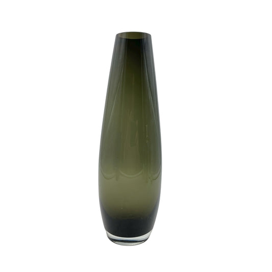 Vintage Vase aus grauem Glas H 25 cm Rauchglas 60er 70er Jahre Dekoration aus Glas