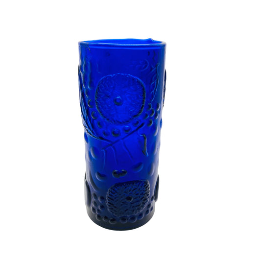 Vintage Vase blau Glas 60er 70er  Mid Century Pressglas