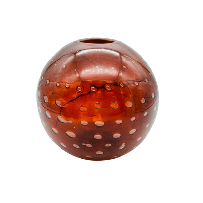 Vintage Vase braun Luftblasen Kugelvase 60er 70er Jahre Dekoration Lufteinschlüsse