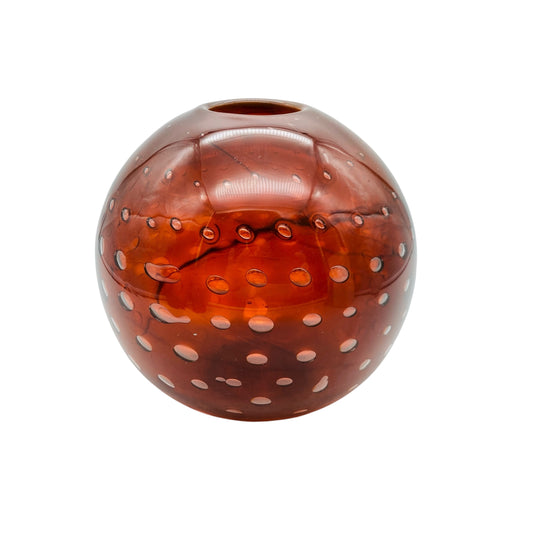 Vintage Vase braun Luftblasen Kugelvase 60er 70er Jahre Dekoration Lufteinschlüsse