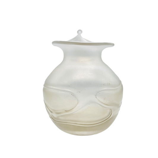 Vintage Vase creme beige irisierend Glas 70er 80er organisches Dekor