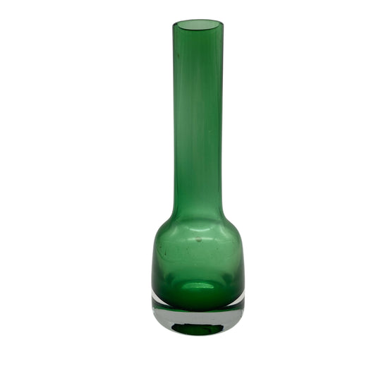 Vintage Vase der 60er 70er Jahre in grün mit transparentem Stand Mid Century Dekoration