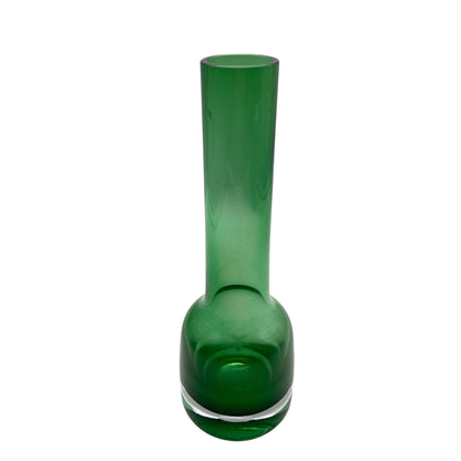 Vintage Vase der 60er 70er Jahre in grün mit transparentem Stand Mid Century Dekoration