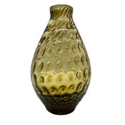 Vintage Vase gelb Bernstein Glas 60er 70er Jahre gedrehtes Dekor schwer