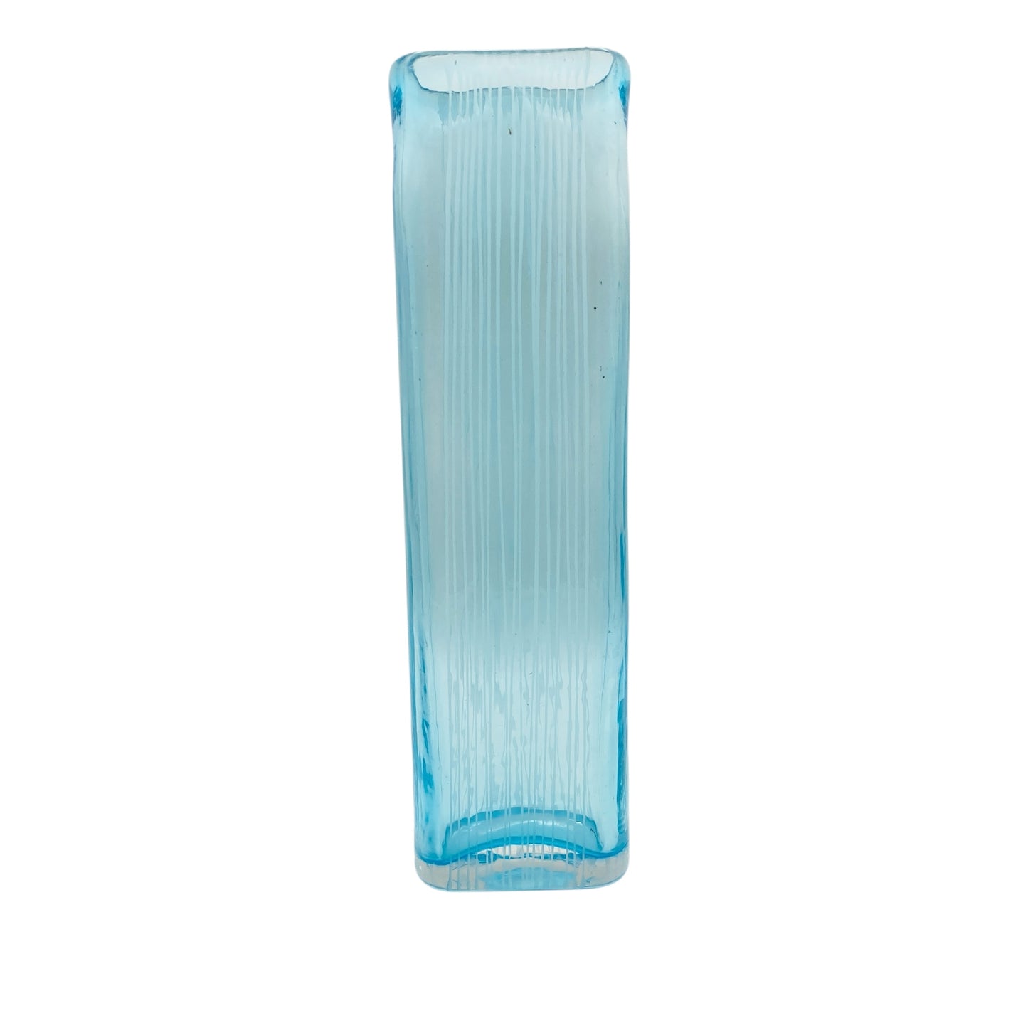 Vintage Vase hellblau blau beschliffen mit Rillen 60er 70er Jahre Dekoration Glasvase