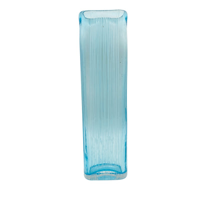 Vintage Vase hellblau blau beschliffen mit Rillen 60er 70er Jahre Dekoration Glasvase