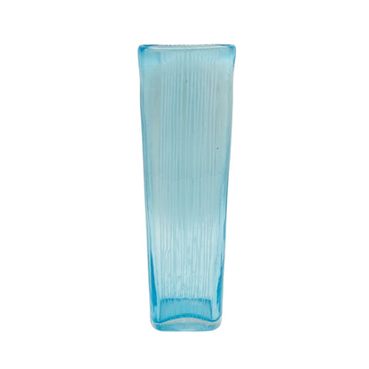 Vintage Vase hellblau blau beschliffen mit Rillen 60er 70er Jahre Dekoration Glasvase