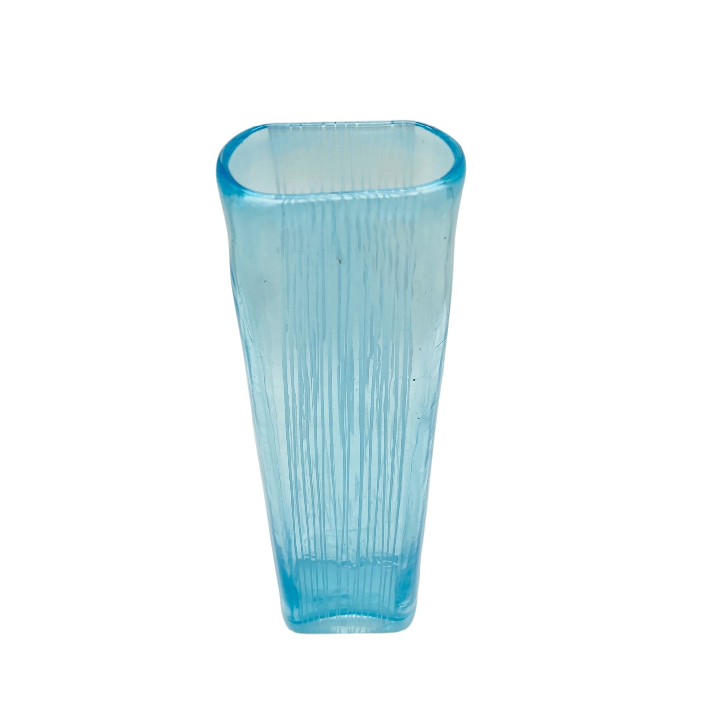 Vintage Vase hellblau blau beschliffen mit Rillen 60er 70er Jahre Dekoration Glasvase