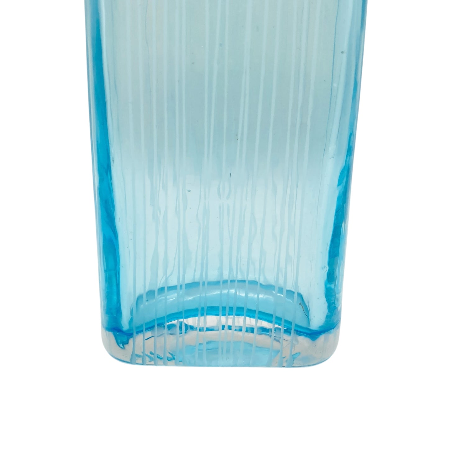 Vintage Vase hellblau blau beschliffen mit Rillen 60er 70er Jahre Dekoration Glasvase