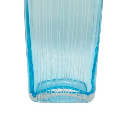 Vintage Vase hellblau blau beschliffen mit Rillen 60er 70er Jahre Dekoration Glasvase