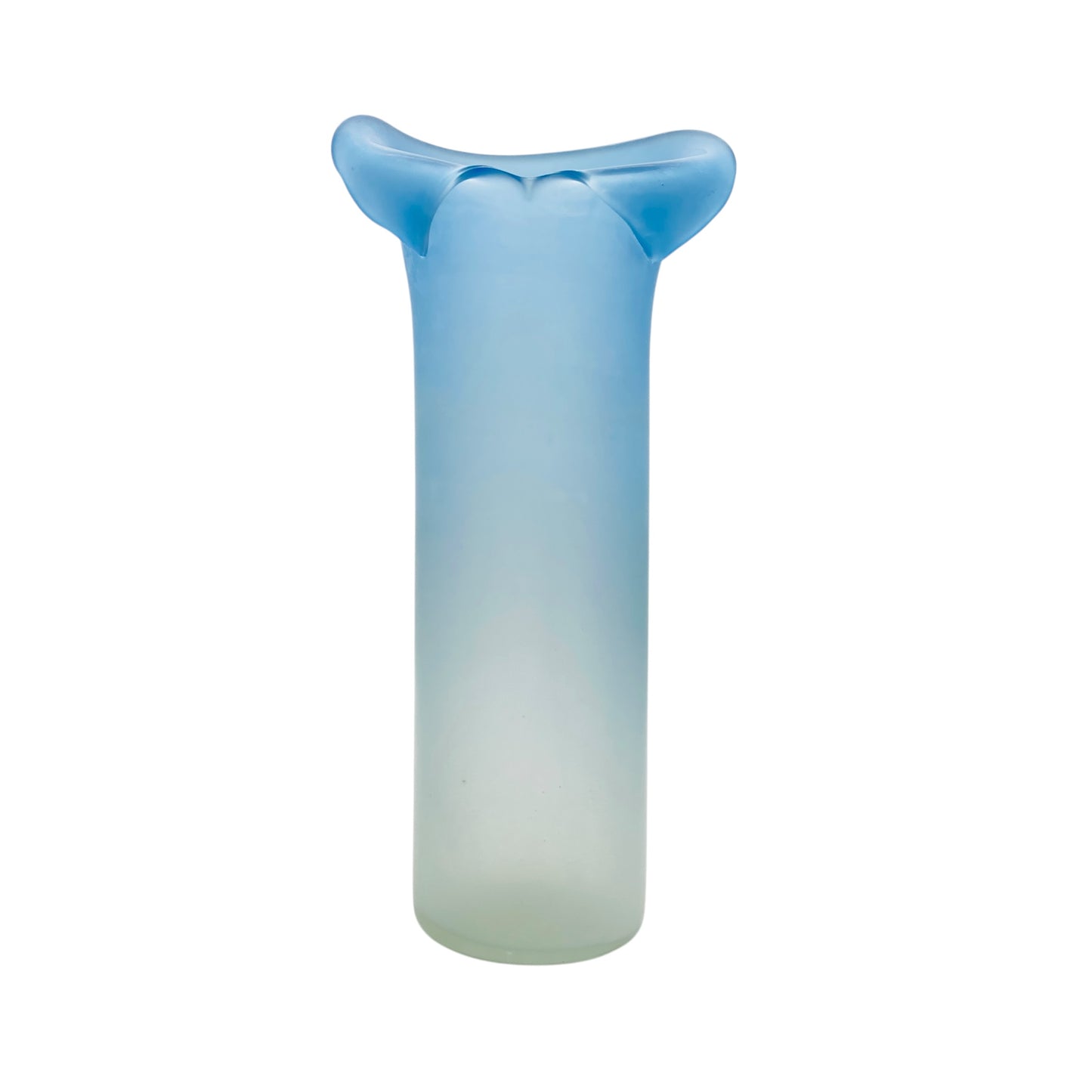 Vintage Vase hellblau blau satiniert 70er 80er Jahre Dekoration Satinato