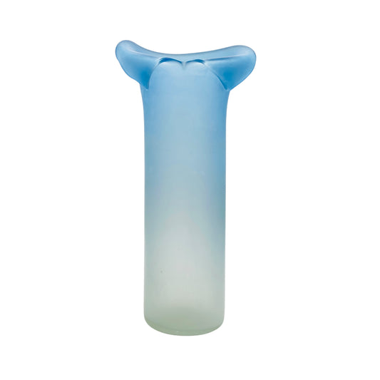Vintage Vase hellblau blau satiniert 70er 80er Jahre Dekoration Satinato