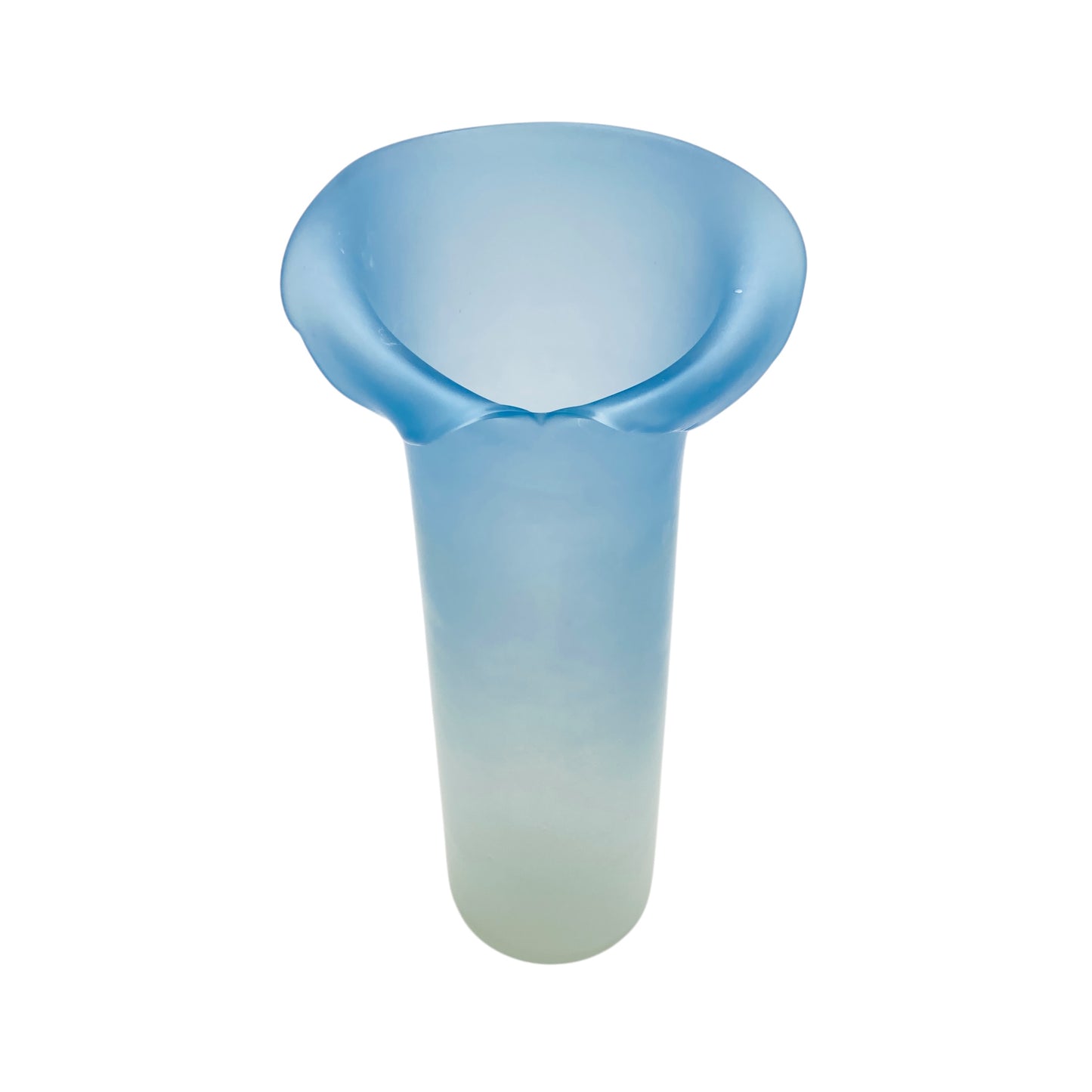 Vintage Vase hellblau blau satiniert 70er 80er Jahre Dekoration Satinato