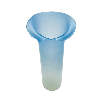 Vintage Vase hellblau blau satiniert 70er 80er Jahre Dekoration Satinato