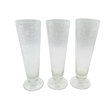 Vintage Vasen Set Craquele Glas Eisglas 60er 70er Jahare Cocktailgläser Mid Century Bar