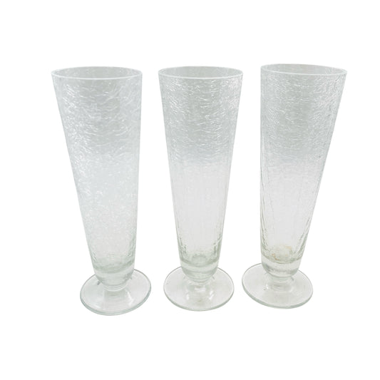 Vintage Vasen Set Craquele Glas Eisglas 60er 70er Jahare Cocktailgläser Mid Century Bar