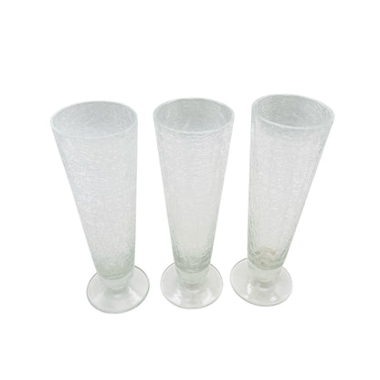 Vintage Vasen Set Craquele Glas Eisglas 60er 70er Jahare Cocktailgläser Mid Century Bar
