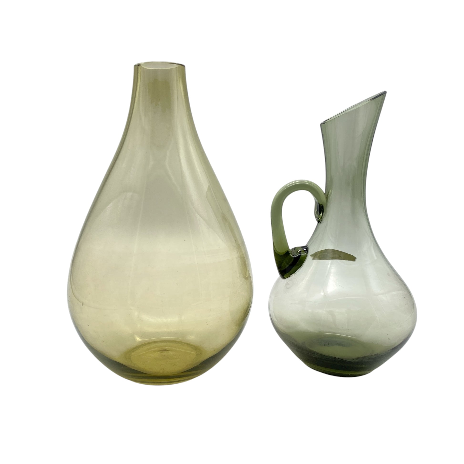 Vintage Vasen Set Rauchglas grau Bronze grün 50er 60er 70er Jahre Blumenvasen aus Glas