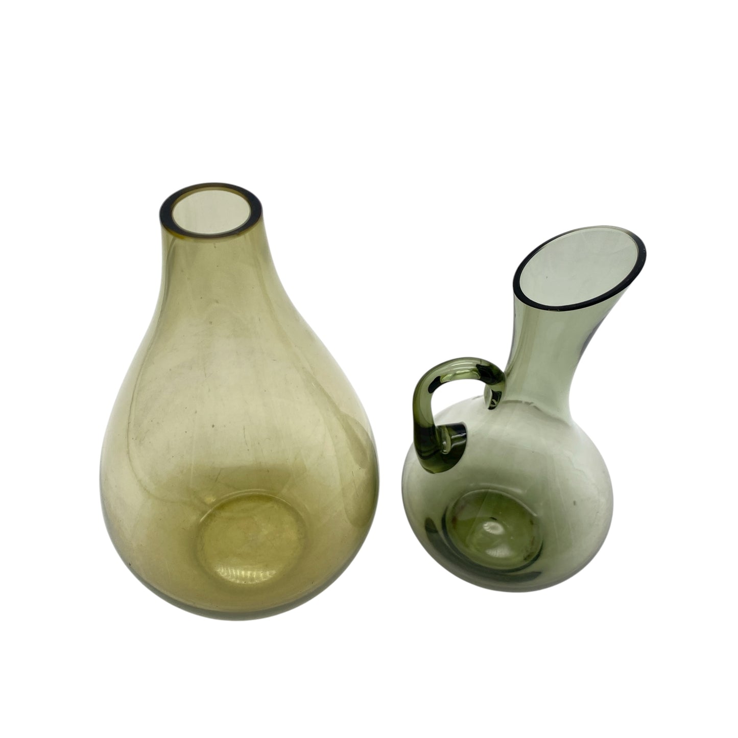 Vintage Vasen Set Rauchglas grau Bronze grün 50er 60er 70er Jahre Blumenvasen aus Glas