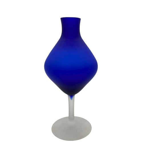 Vintage Vase satiniert blau Glas 1960er 1970er Dekoration mattierte Blumenvase