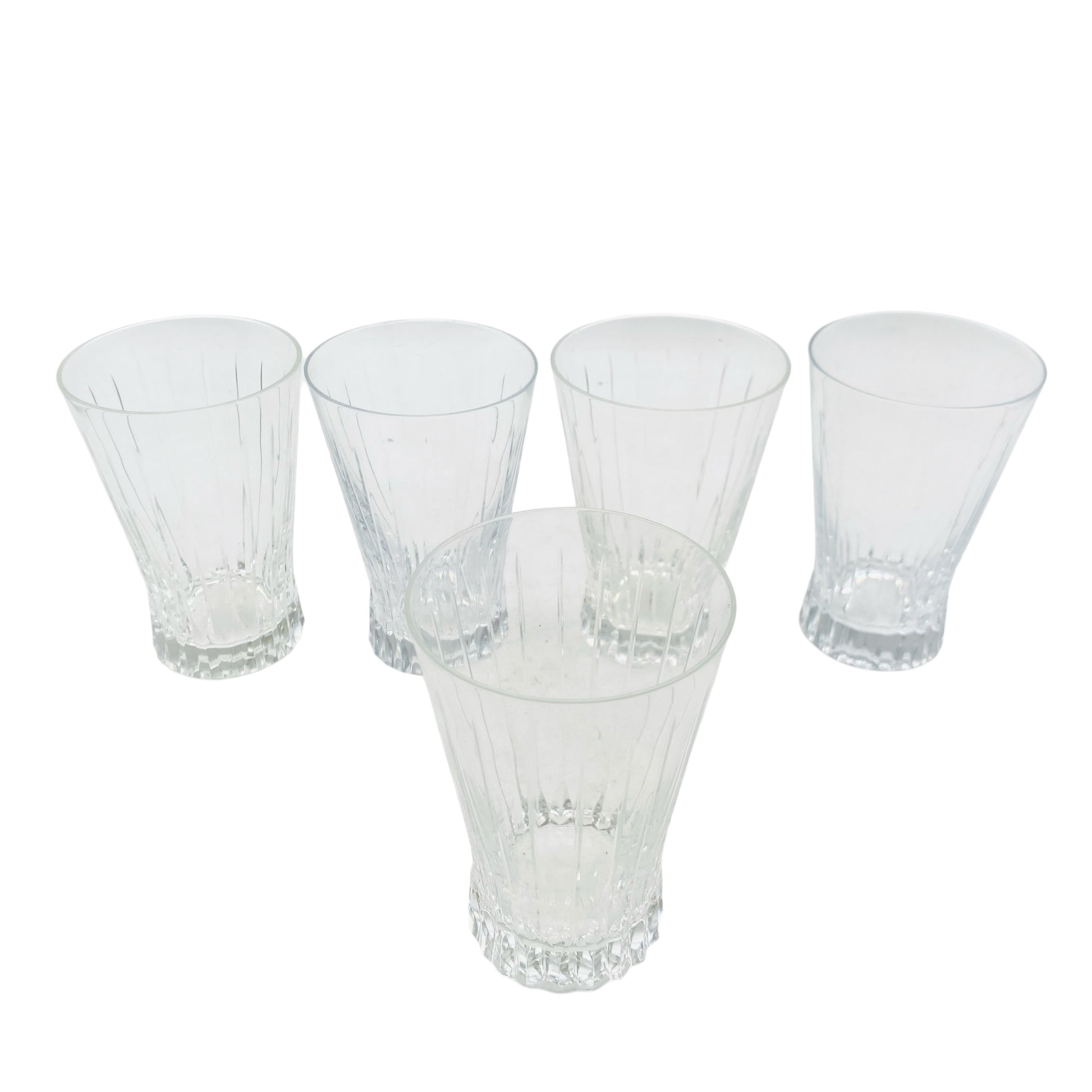 Vintage Wassergläser 5er Set beschliffen 1970er Jahre konisch transparent Glas