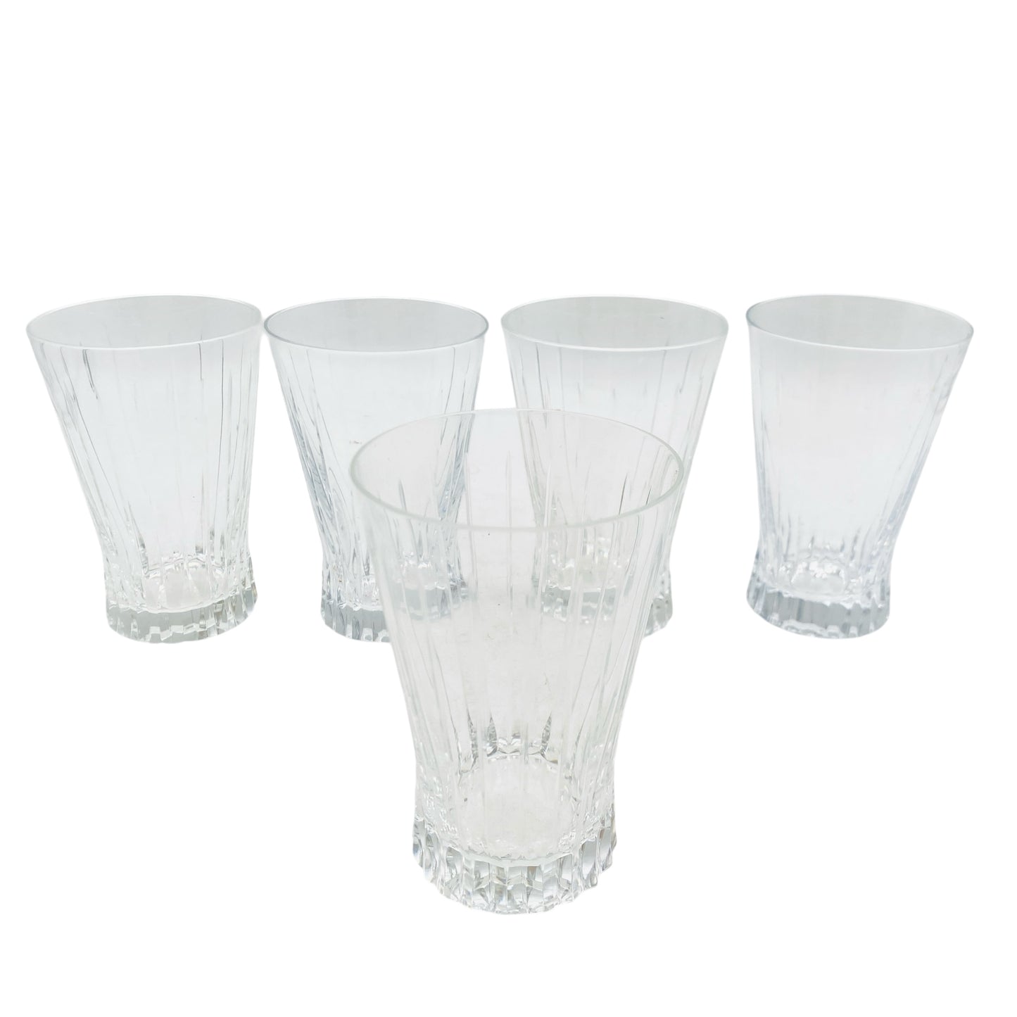 Vintage Wassergläser 5er Set beschliffen 1970er Jahre konisch transparent Glas