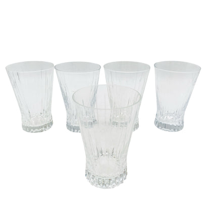 Vintage Wassergläser 5er Set beschliffen 1970er Jahre konisch transparent Glas