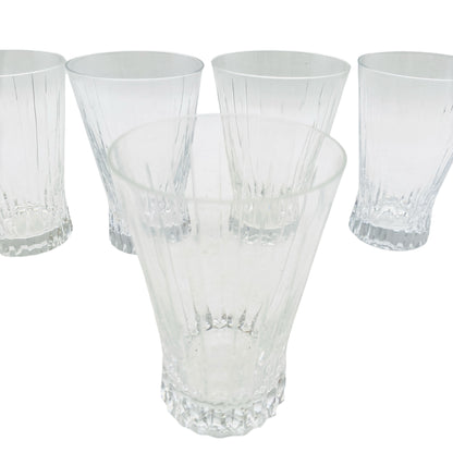 Vintage Wassergläser 5er Set beschliffen 1970er Jahre konisch transparent Glas