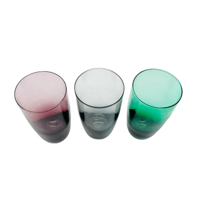 Vintage Wassergläser Rauchglas lila grün Trinkgläser 3er Set Glas 60er 70er Jahre