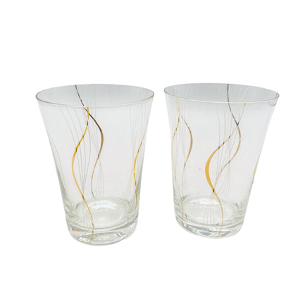 Vintage Wassergläser Set bemalt Spiralen weiß gold 60er 70er Jahre Gläser