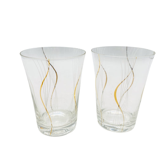 Vintage Wassergläser Set bemalt Spiralen weiß gold 60er 70er Jahre Gläser