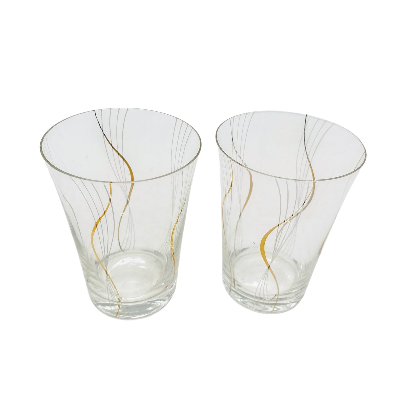 Vintage Wassergläser Set bemalt Spiralen weiß gold 60er 70er Jahre Gläser