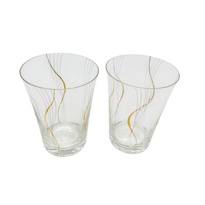 Vintage Wassergläser Set bemalt Spiralen weiß gold 60er 70er Jahre Gläser