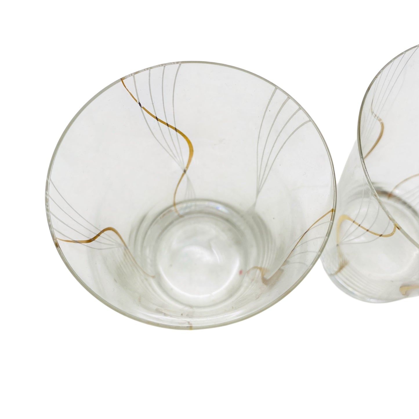 Vintage Wassergläser Set bemalt Spiralen weiß gold 60er 70er Jahre Gläser