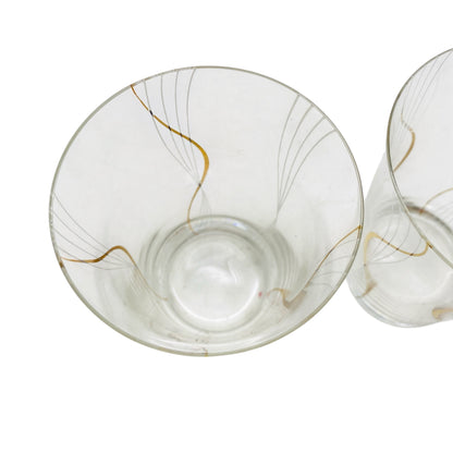 Vintage Wassergläser Set bemalt Spiralen weiß gold 60er 70er Jahre Gläser