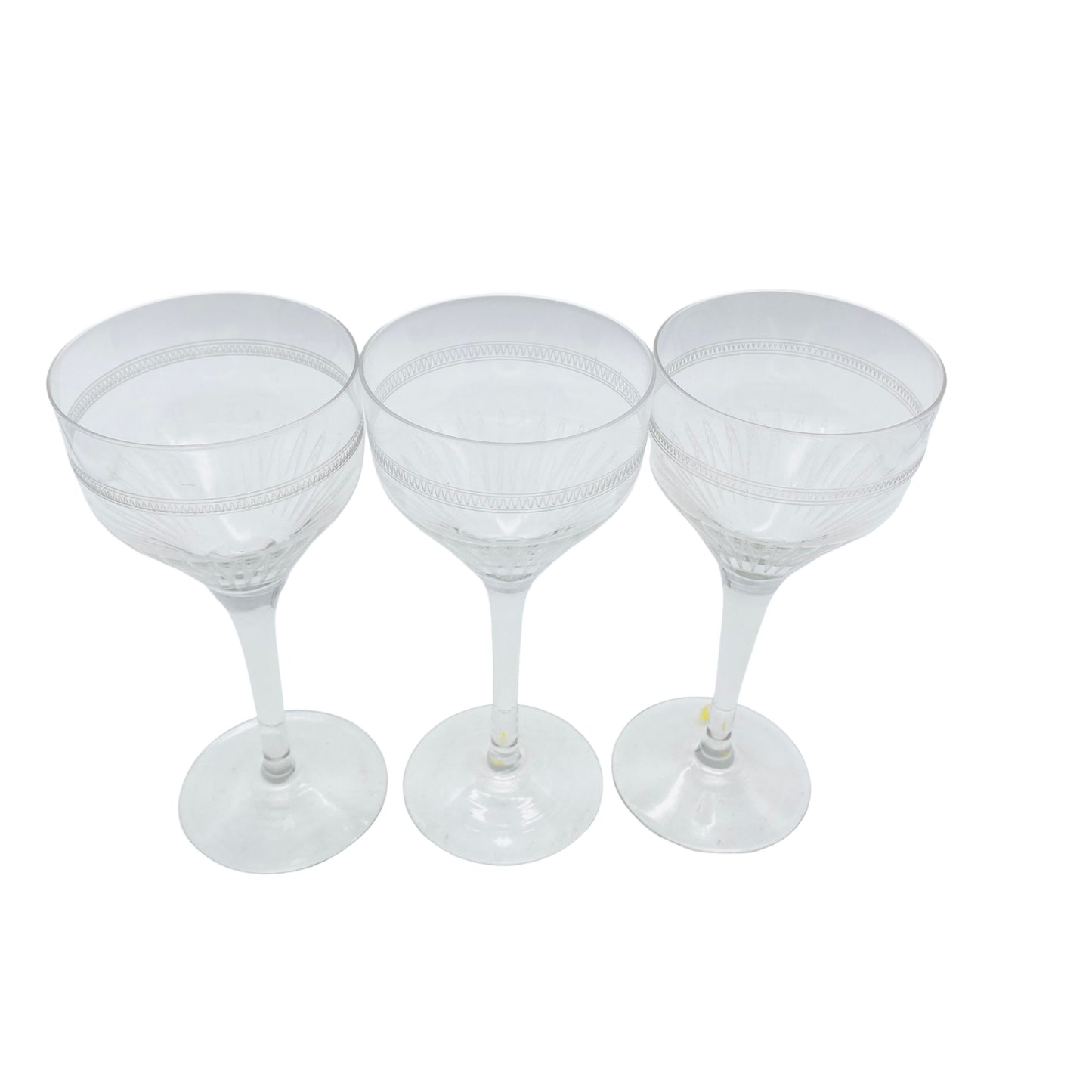 Vintage Weingläser 3er Set beschliffen 60er 70er Mid Century Lounge