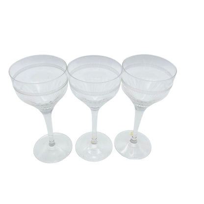 Vintage Weingläser 3er Set beschliffen 60er 70er Mid Century Lounge