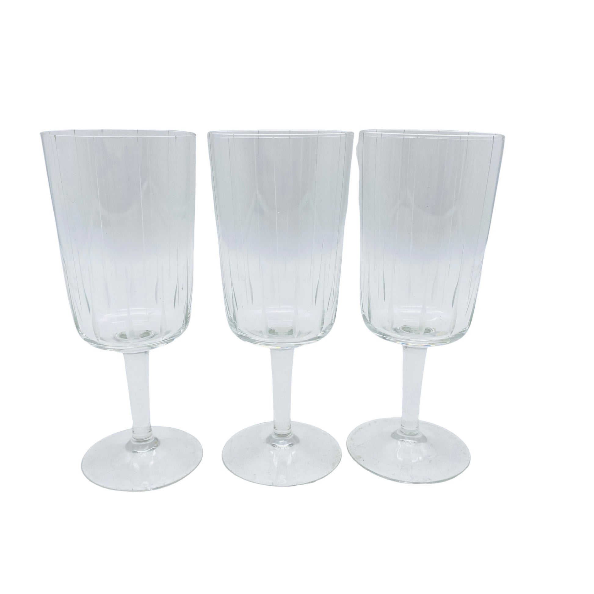 Vintage Weingläser 3er Set beschliffen  Gläser Mid Century Glas 50er 60er