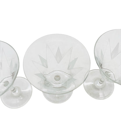 Vintage Weingläser 4er Set beschliffen Sterne sternförmig Rillen 50er 60er Jahre Mid Century