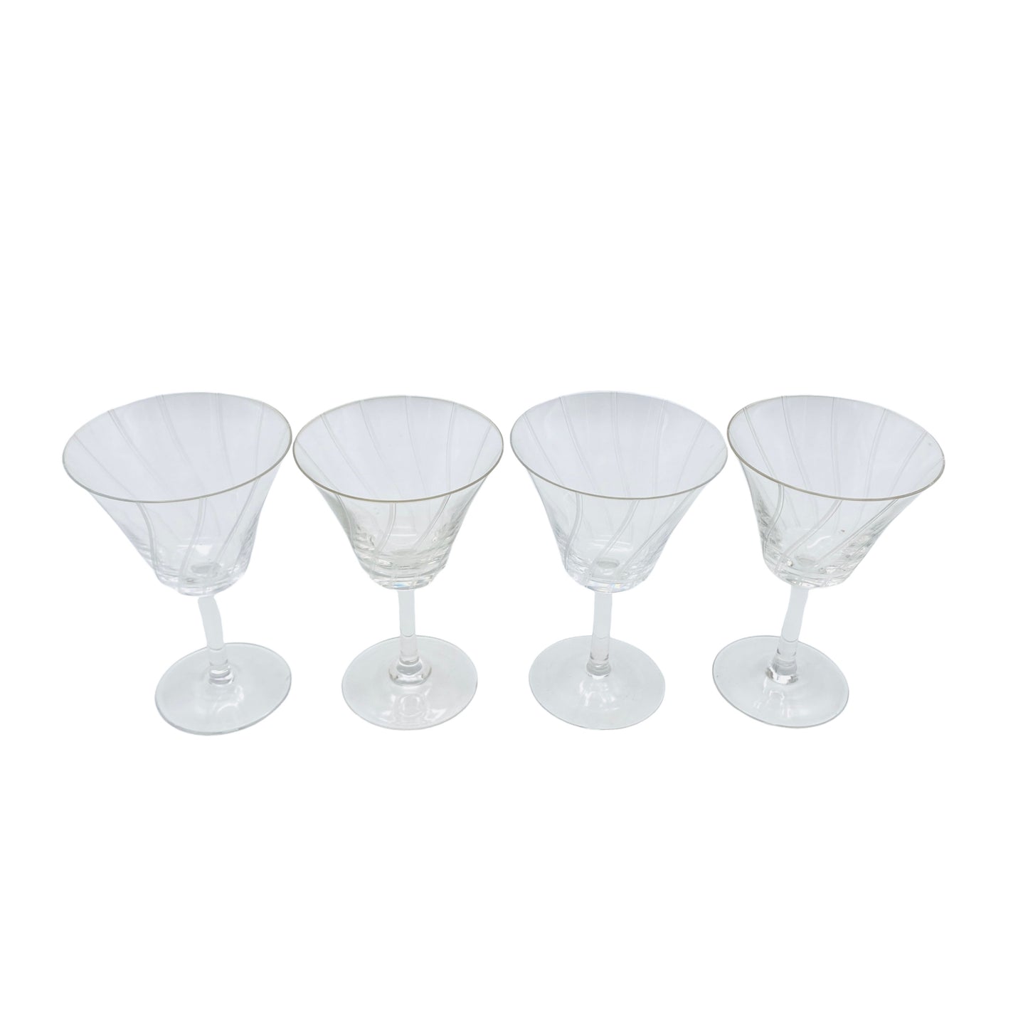 Vintage Weingläser beschliffen 4er Set Spiralen 50er 60er Mid Century