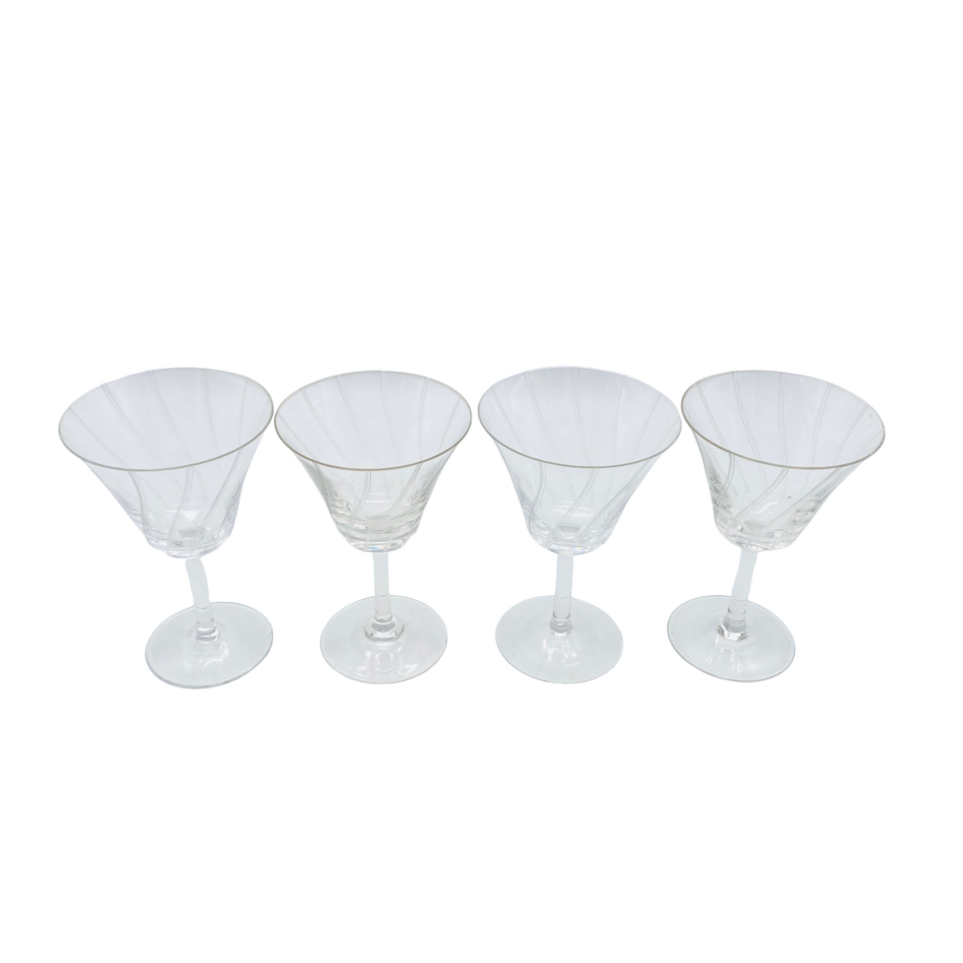 Vintage Weingläser beschliffen 4er Set Spiralen 50er 60er Mid Century